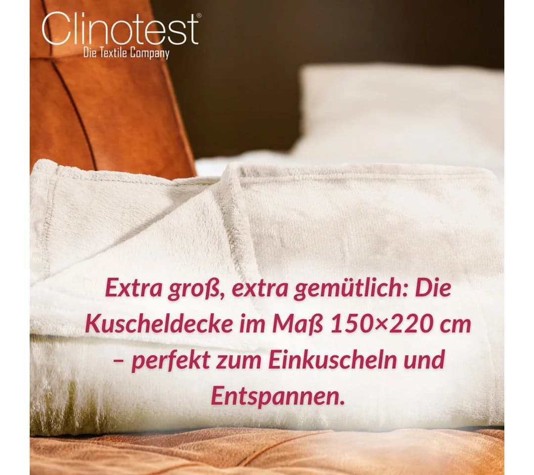 Clinotest Kuscheldecke 100% Polyester XXL 150x220 cm Waschecht - Bild 3