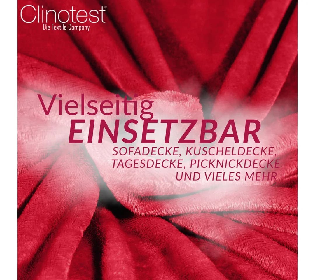 Clinotest Kuscheldecke 150x220 cm Rot Polyester