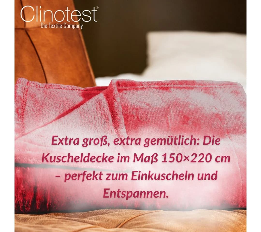 Clinotest Kuscheldecke 150x220 cm Rot Polyester - Bild 3