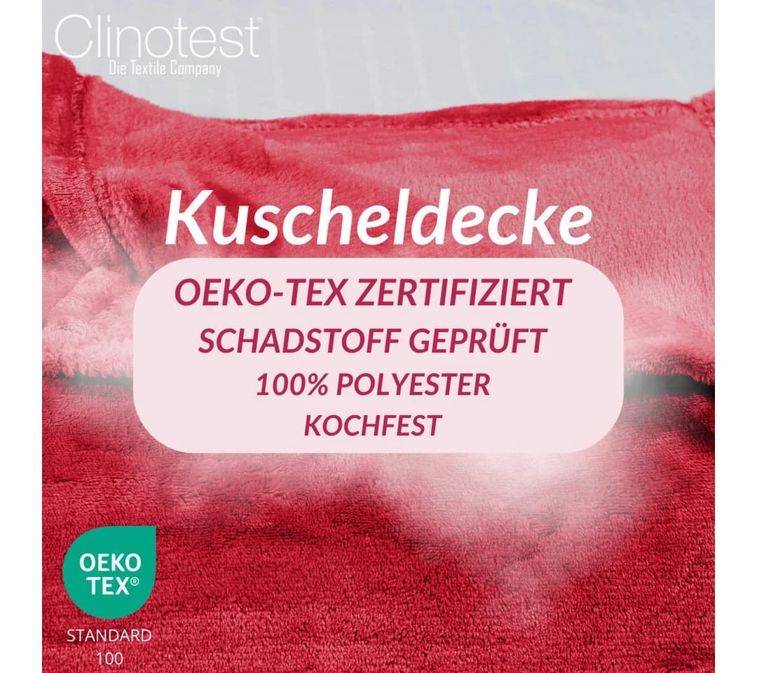 Clinotest Kuscheldecke 150x220 cm Rot Polyester - Bild 4