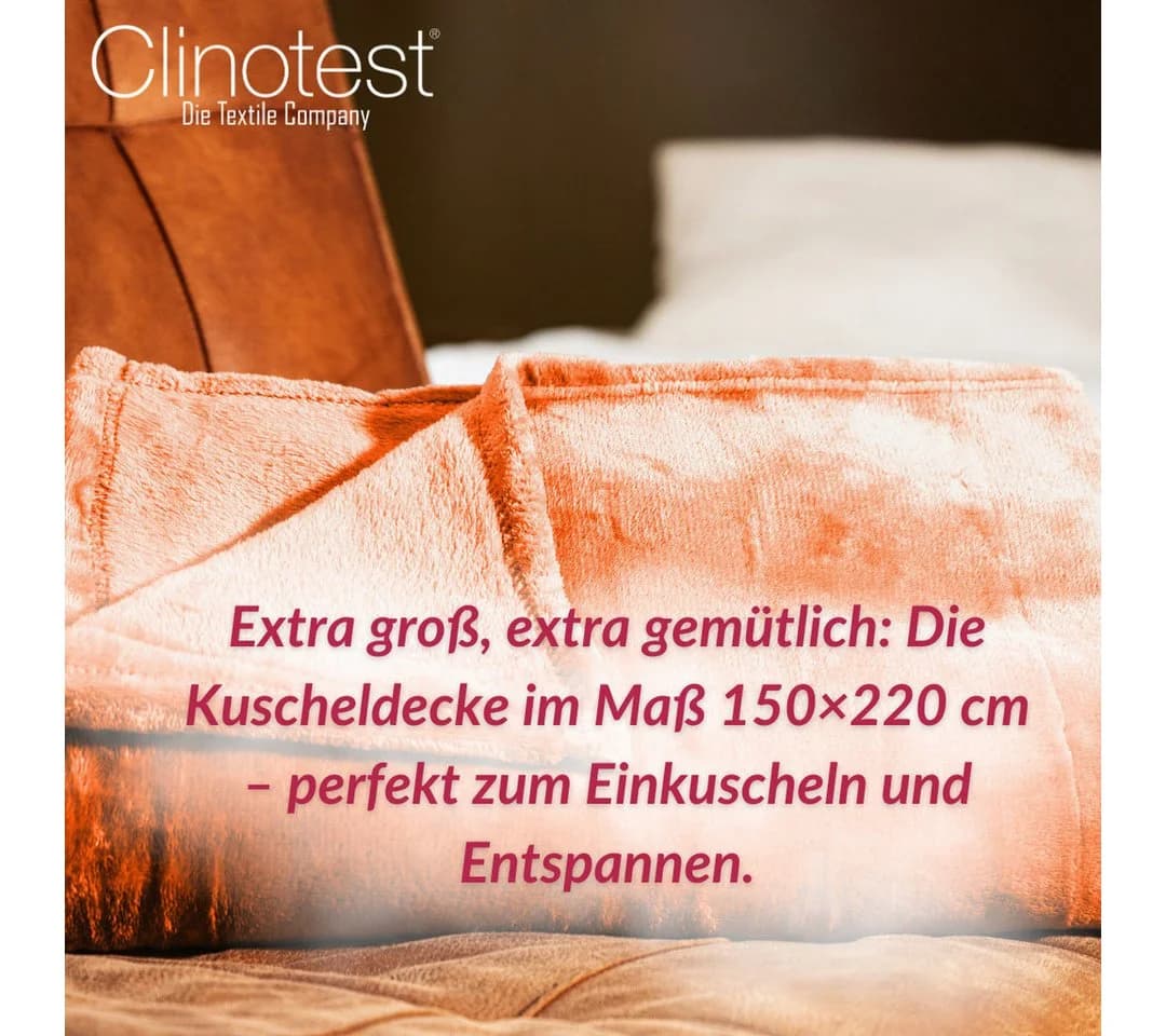 Clinotest Kuscheldecke Terracotta 100% Polyester flauschig - Bild 3