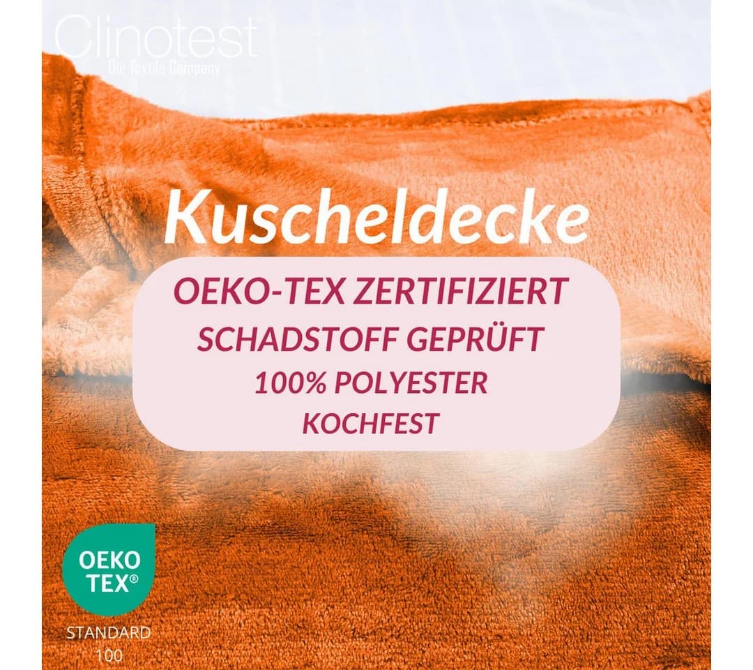 Clinotest Kuscheldecke Terracotta 100% Polyester flauschig - Bild 4