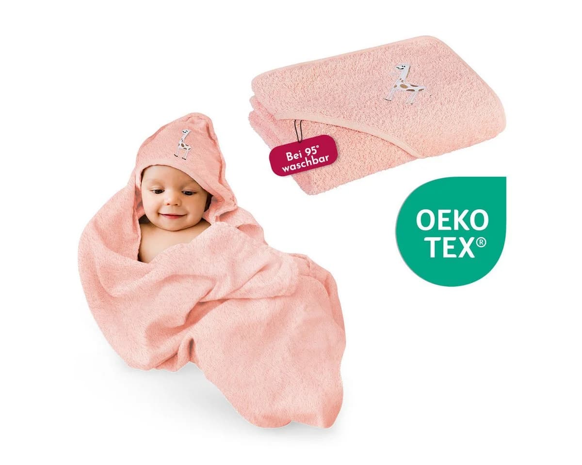 Clinotest Kapuzenhandtuch Rosa 100% Baumwolle Kuschelig - Bild 2