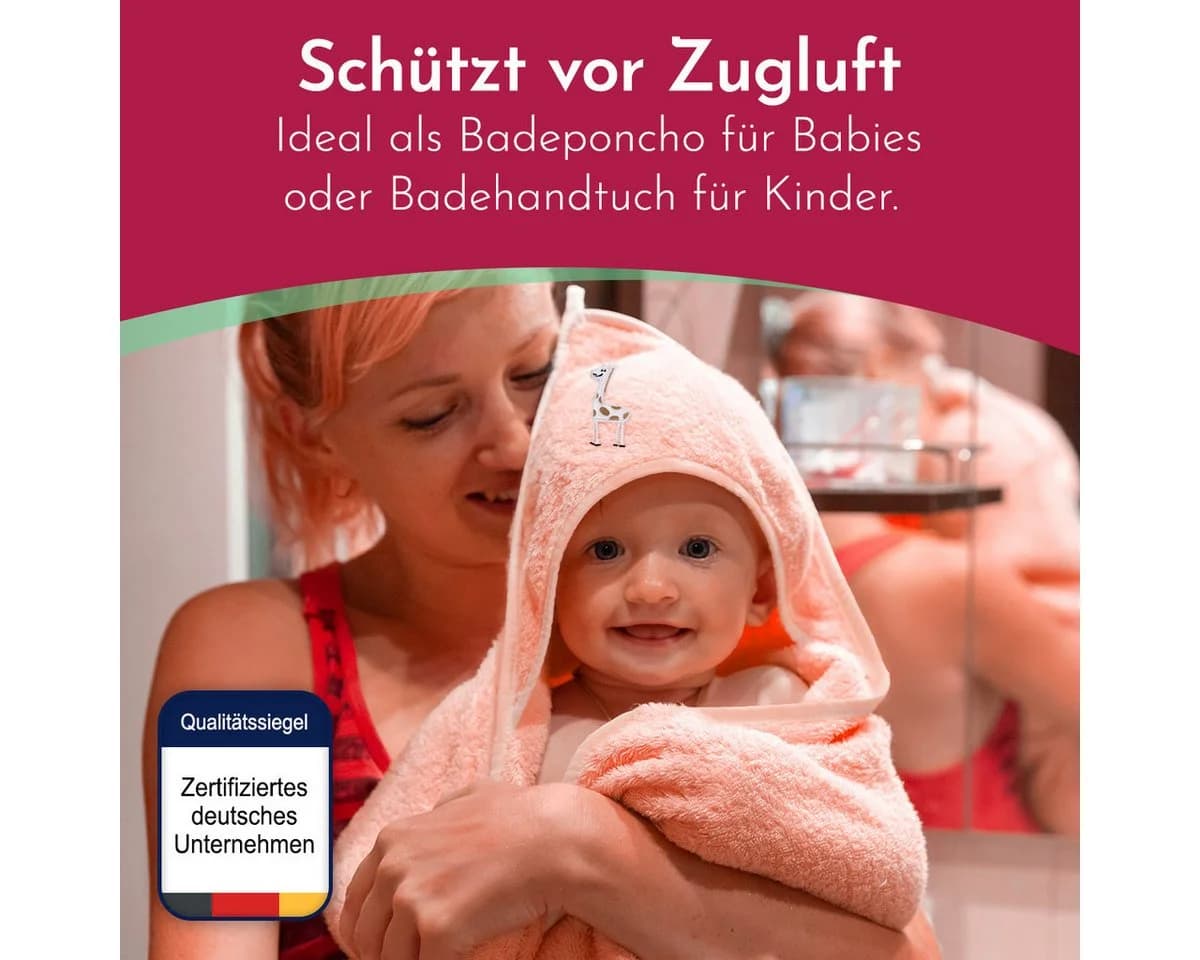 Clinotest Kapuzenhandtuch Rosa 100% Baumwolle Kuschelig - Bild 5