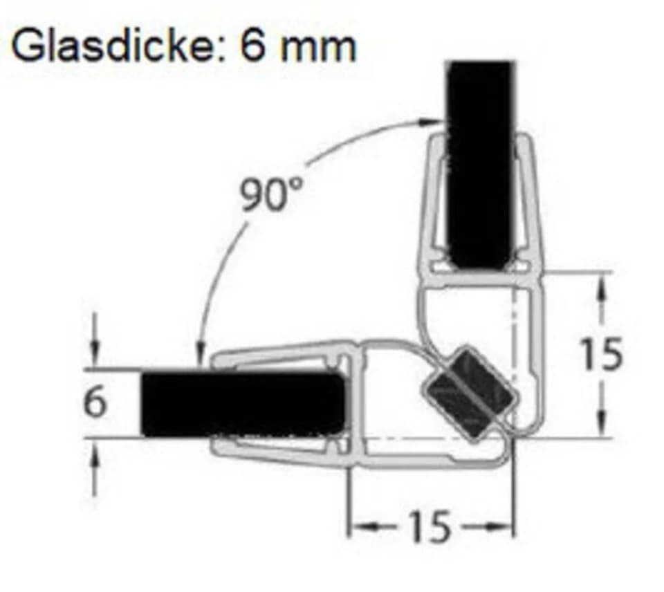 Kristhal Duschdichtung Magnetdichtung 90° transparent 200 cm - Bild 4
