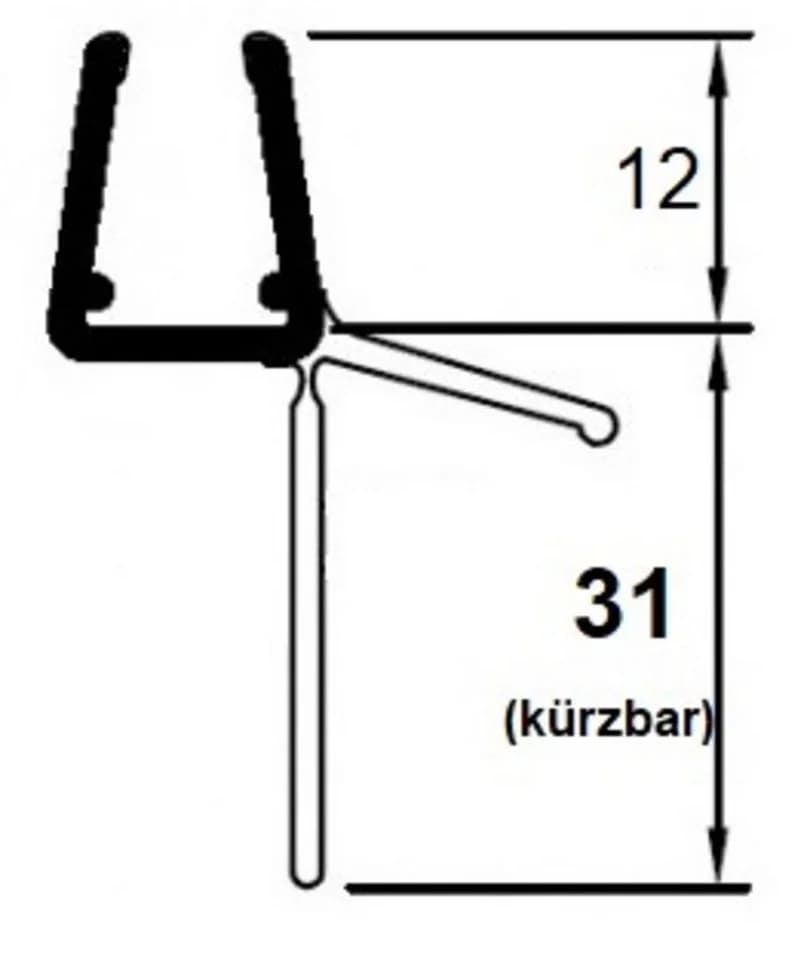 Kristhal Dusch- & Baddesign Duschdichtung Dusch-Türdichtung mit anpassbarer langer Lippe und Abtropfleiste, L: 100 cm - Bild 5
