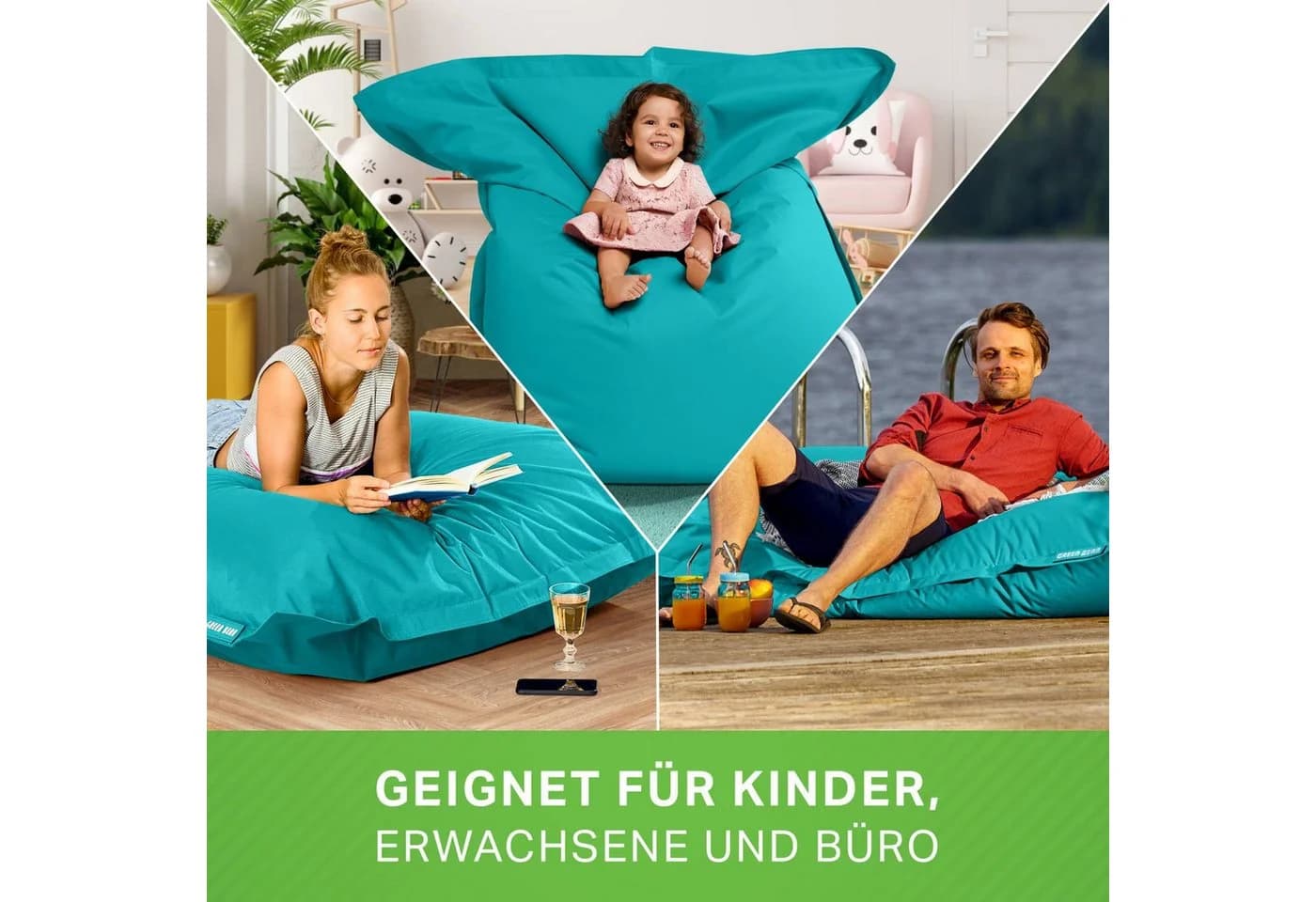 Green Bean XXL Outdoor Sitzsack Türkis Wetterfest - Bild 3