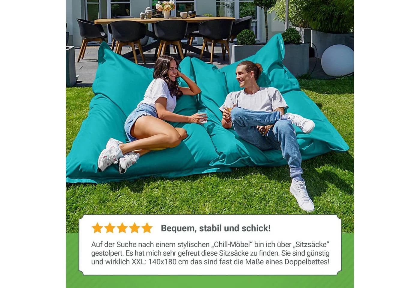 Green Bean XXL Outdoor Sitzsack Türkis Wetterfest - Bild 4