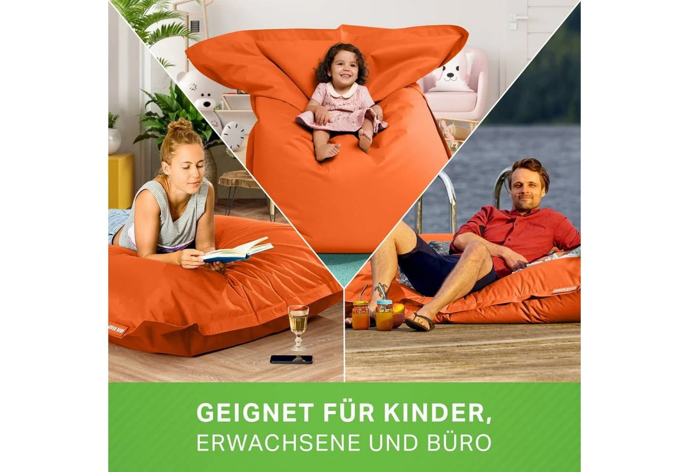 Green Bean Sitzsack XXL Outdoor Orange Wetterfest - Bild 3