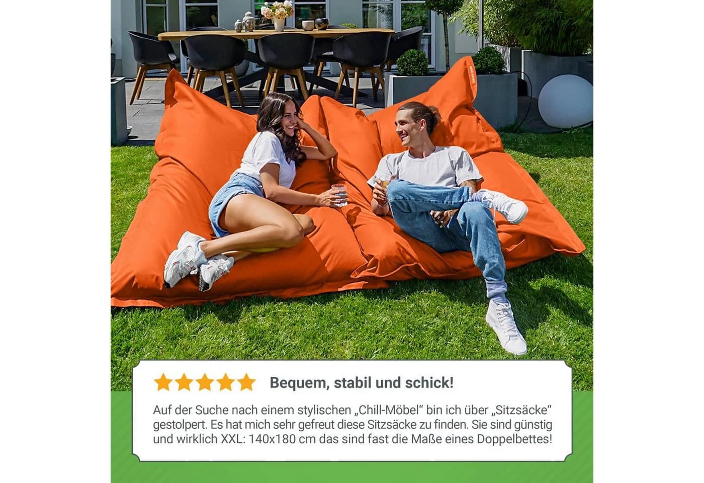 Green Bean Sitzsack XXL Outdoor Orange Wetterfest - Bild 4