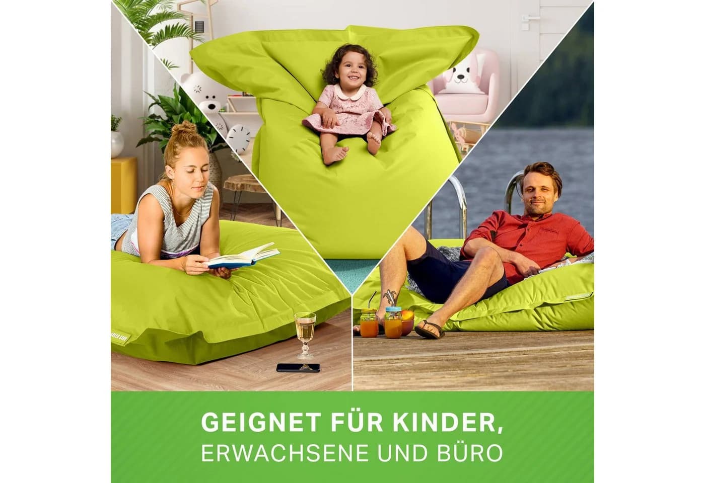 Green Bean Outdoor Sitzsack XXL Grün Polyester PVC - Bild 3