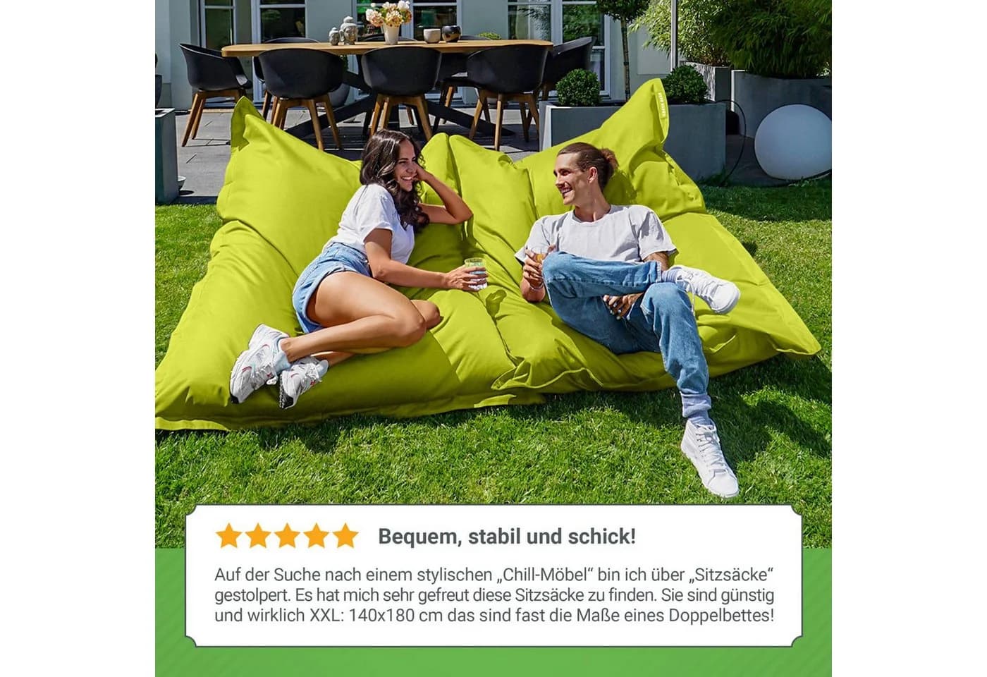Green Bean Outdoor Sitzsack XXL Grün Polyester PVC - Bild 4