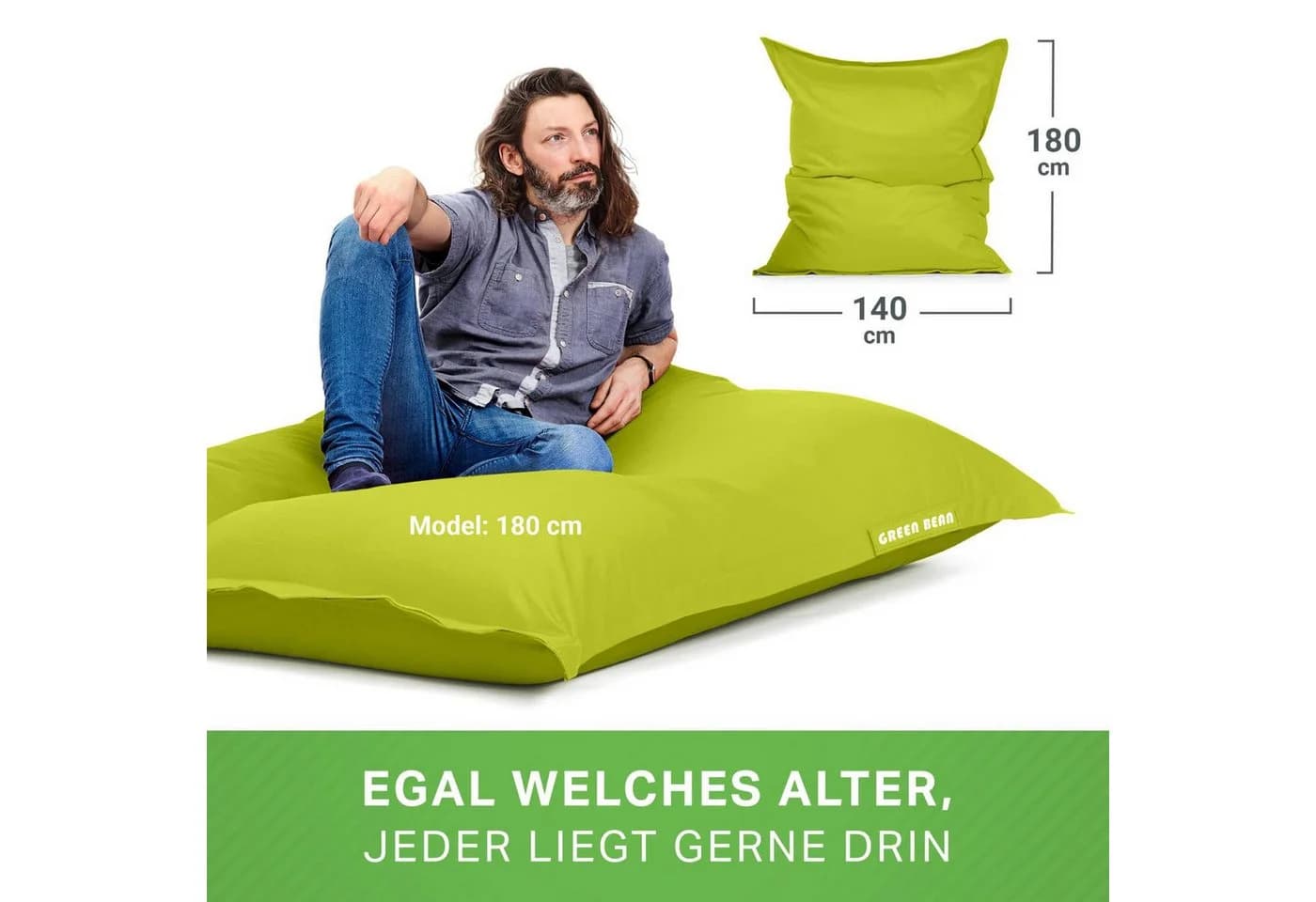 Green Bean Outdoor Sitzsack XXL Grün Polyester PVC - Bild 5