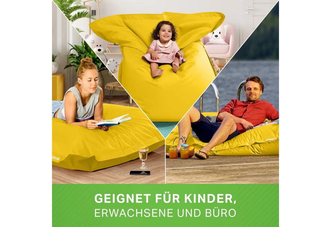 Green Bean XXL Outdoor Sitzsack Gelb Wetterfest - Bild 3