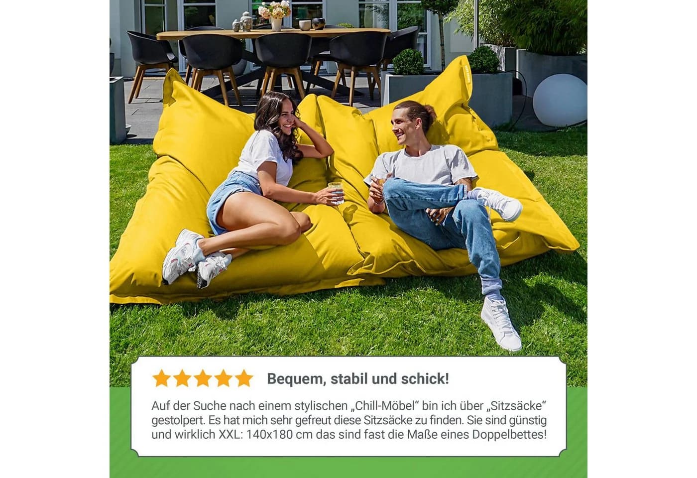 Green Bean XXL Outdoor Sitzsack Gelb Wetterfest - Bild 4