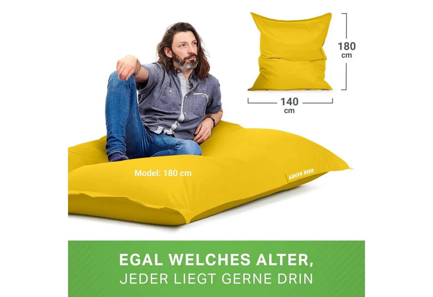 Green Bean XXL Outdoor Sitzsack Gelb Wetterfest - Bild 5