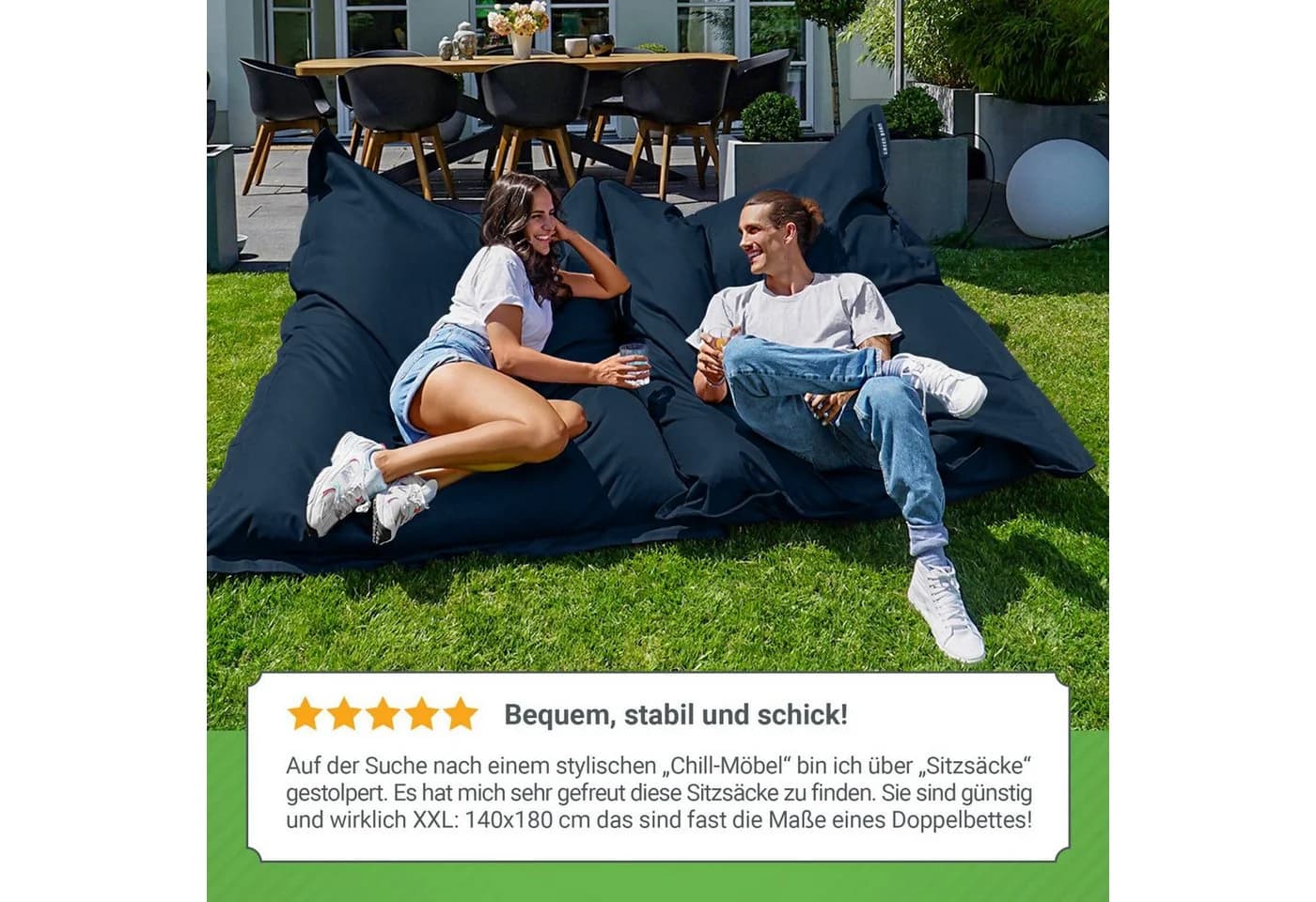 Green Bean XXL Outdoor Sitzsack Dunkelblau Wetterfest - Bild 4
