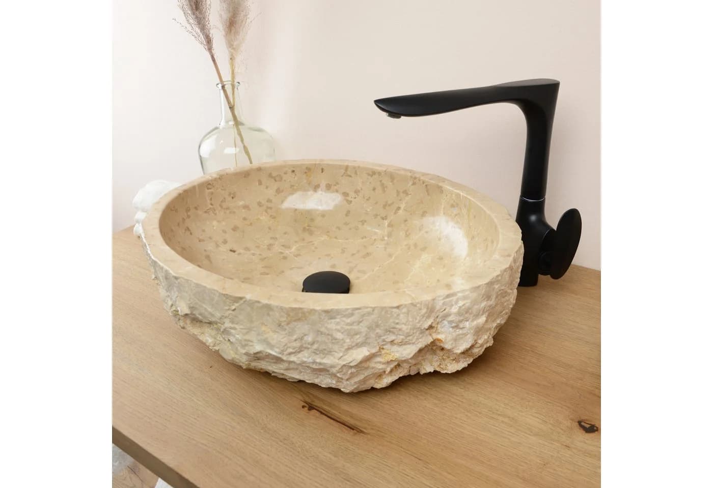 wohnfreuden Aufsatzwaschbecken Erosi Marmor 50 cm Creme