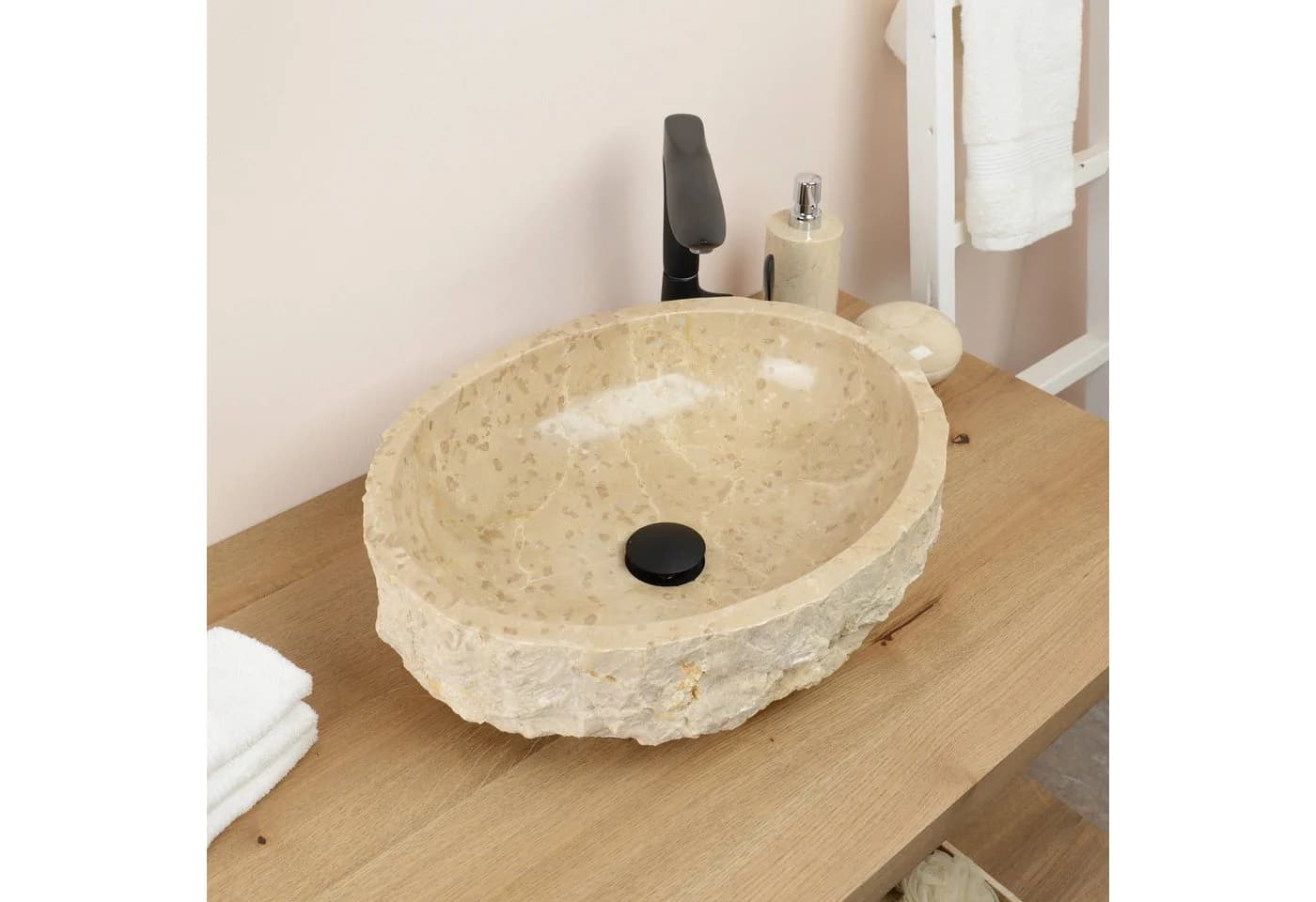 wohnfreuden Aufsatzwaschbecken Erosi Marmor 50 cm Creme - Bild 4