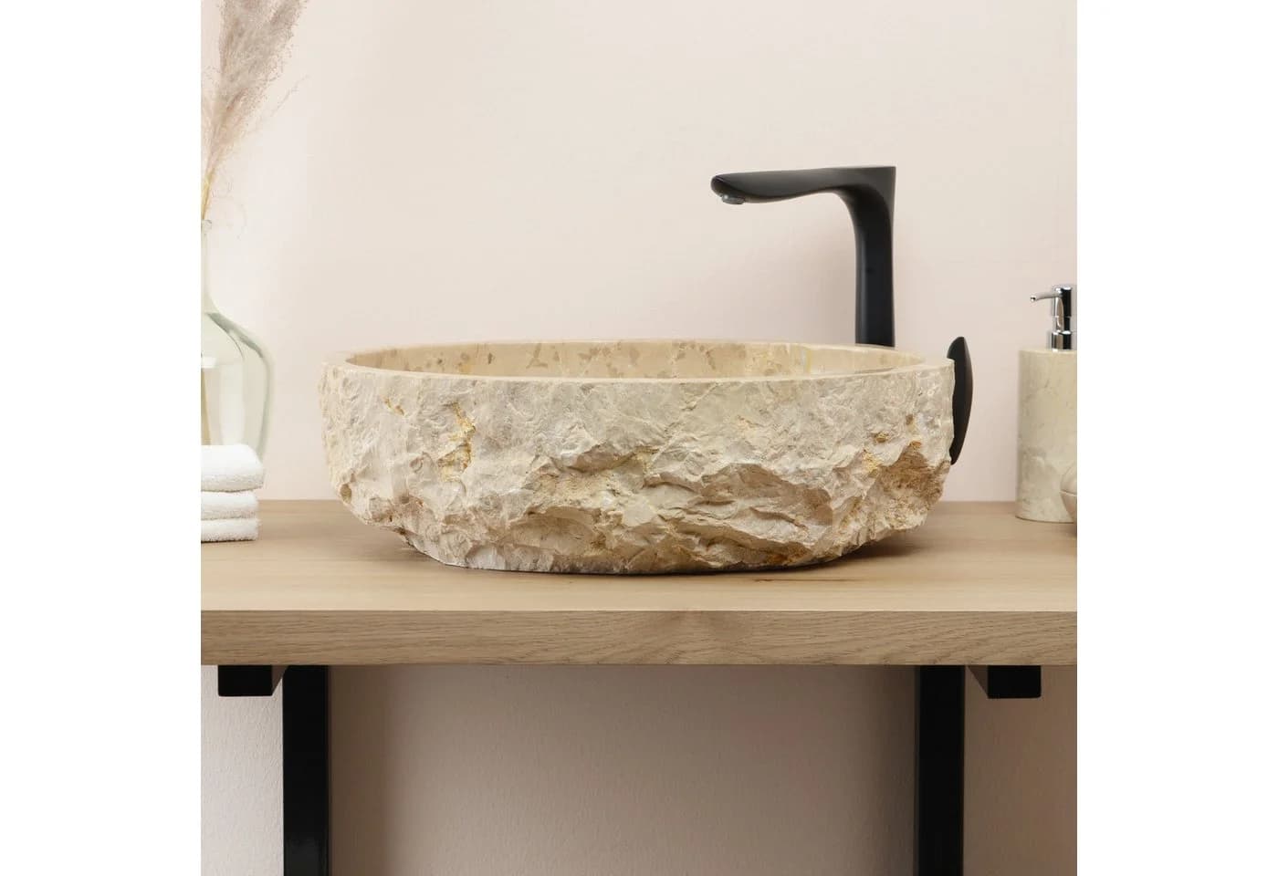wohnfreuden Aufsatzwaschbecken Erosi Marmor 50 cm Creme - Bild 5