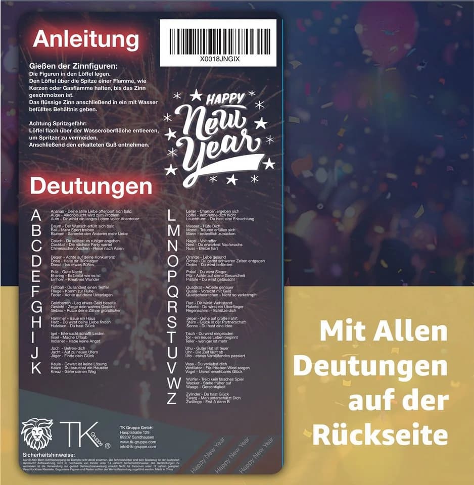 happy sparks® 6er Zinngießen Set - Alternative zu Bleigießen mit 6 Figuren & Löffel, Gesellschaftsspiel, ungiftig - Bild 4
