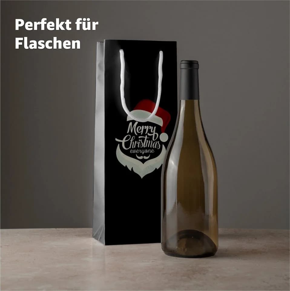 TK Gruppe 12x XXL Flaschentüten Weihnachtstaschen Geschenktüten Weintüte mit Geschenkanhänger - Bild 5