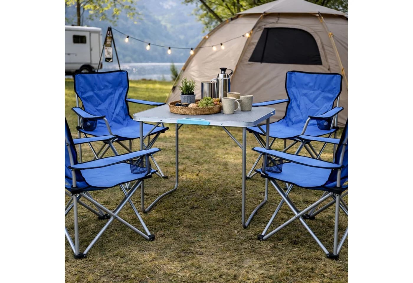 Mojawo Campingmöbel Set 5-tlg. Blau inkl. Tisch & 4 Stühle