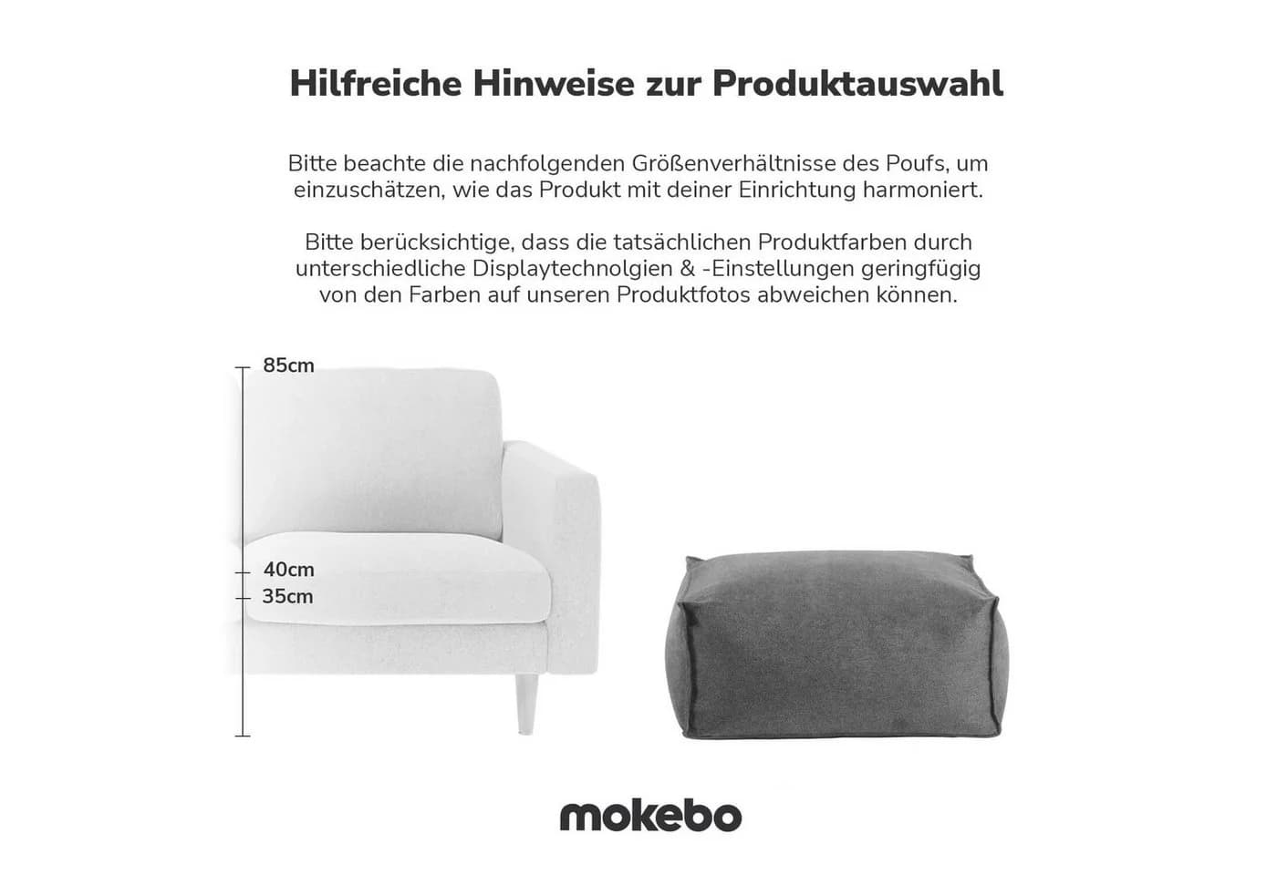mokebo Pouf Der Ruhestifter eckig in Anthrazit Webstoff - Bild 3