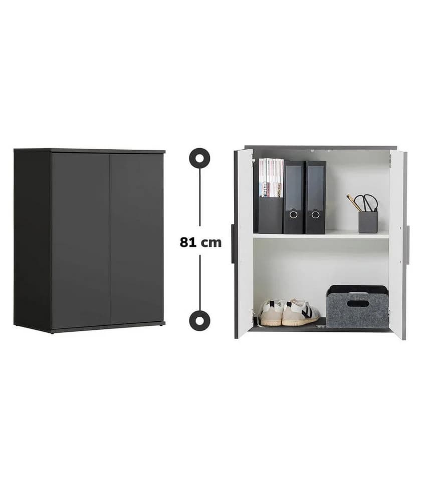 mokebo Mehrzweckschrank Schwarz 2-türig mit Einlegeboden - Bild 2