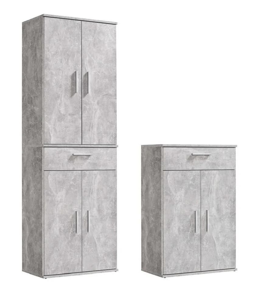 mokebo Schrank-Set Grau 2er-Set Mehrzweckschrank Schubladenschrank - Bild 2