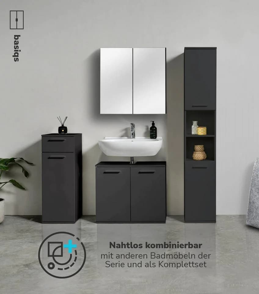 mokebo Spiegelschrank Die Badenixe Anthrazit Schwarz Wandschrank - Bild 4