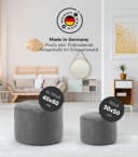 Grauer Webstoff-Pouf: Gemütlicher Sitzhocker & Fußstütze Bild 3