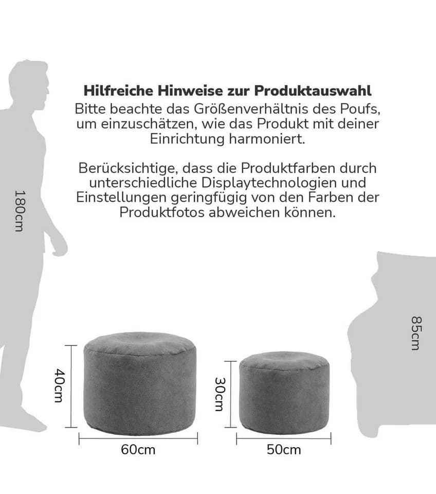 Grauer Webstoff-Pouf: Gemütlicher Sitzhocker & Fußstütze - Bild 5