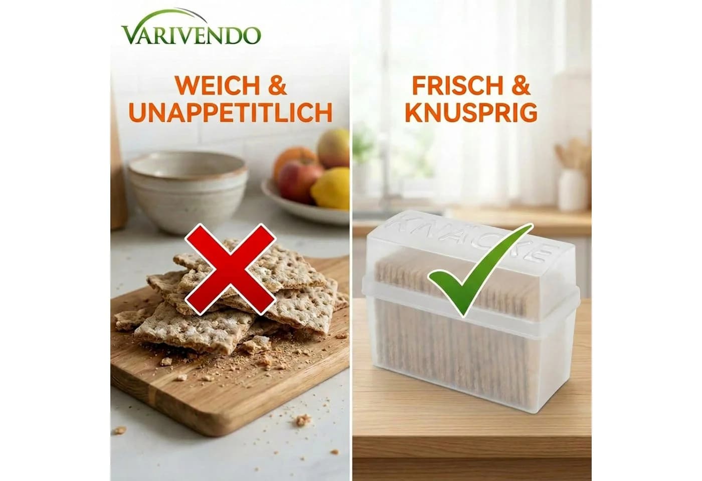 varivendo Knäckebrotbox Weiß Kunststoff Frischhaltebox - Bild 3