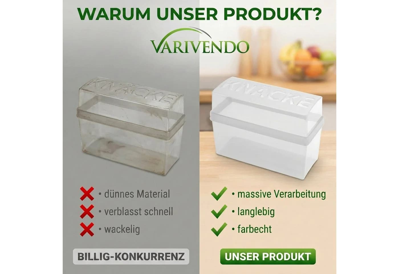 varivendo Knäckebrotbox Weiß Kunststoff Frischhaltebox - Bild 4