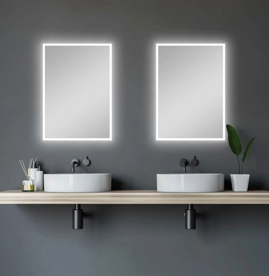 TALOS Badspiegel mit LED-Beleuchtung Weiß Glas Modern - Bild 5