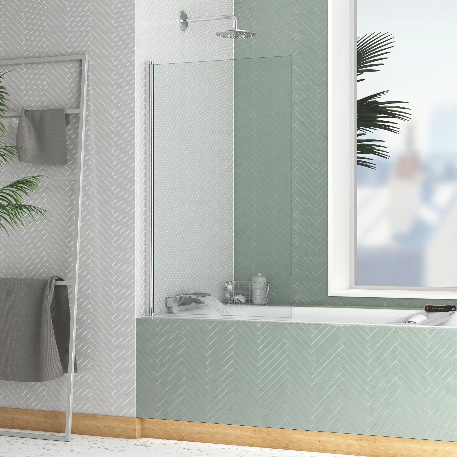 MARWELL Badewannenfaltwand Essential Silber 70x120 cm