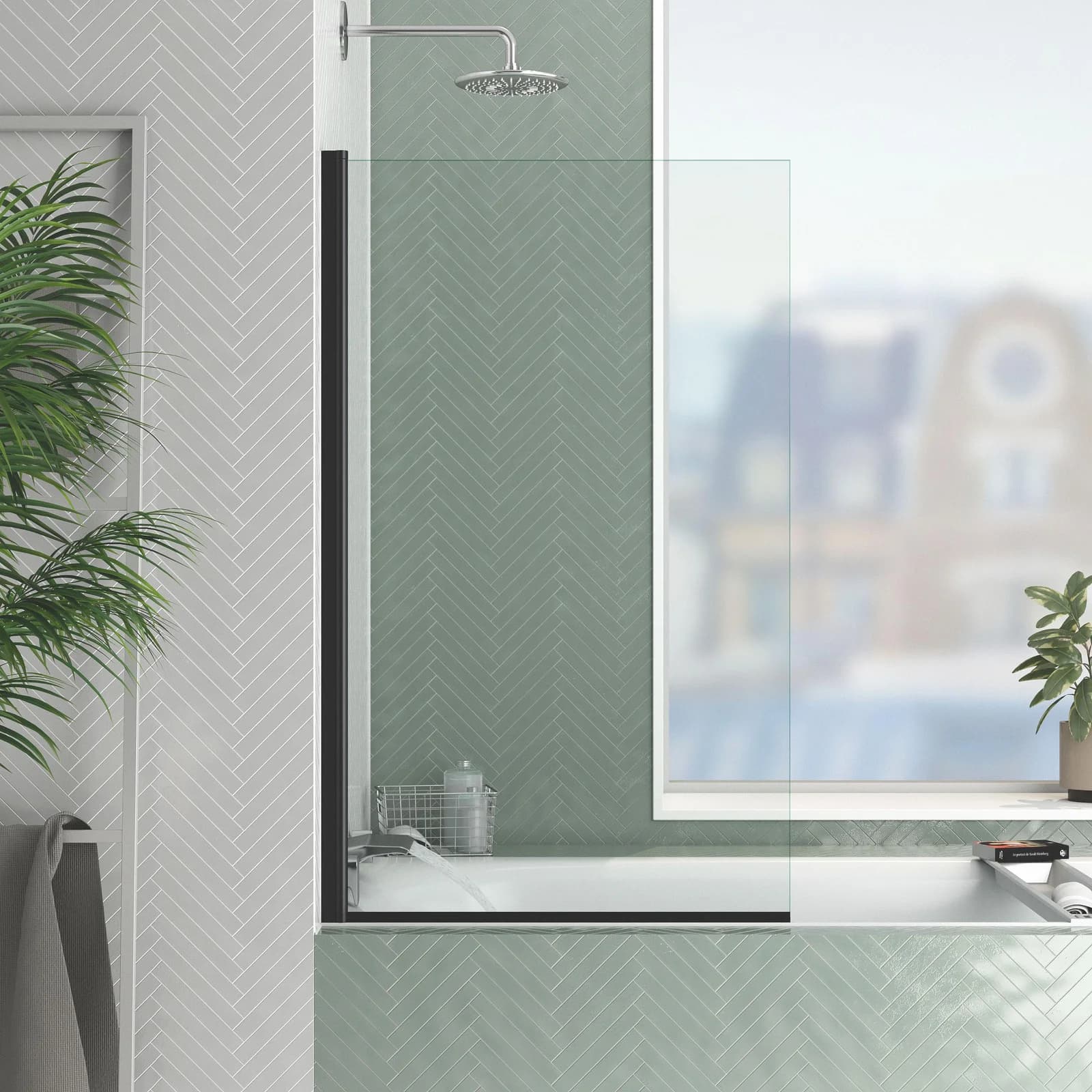 MARWELL Essential Badewannenfaltwand 70x120cm Schwarz