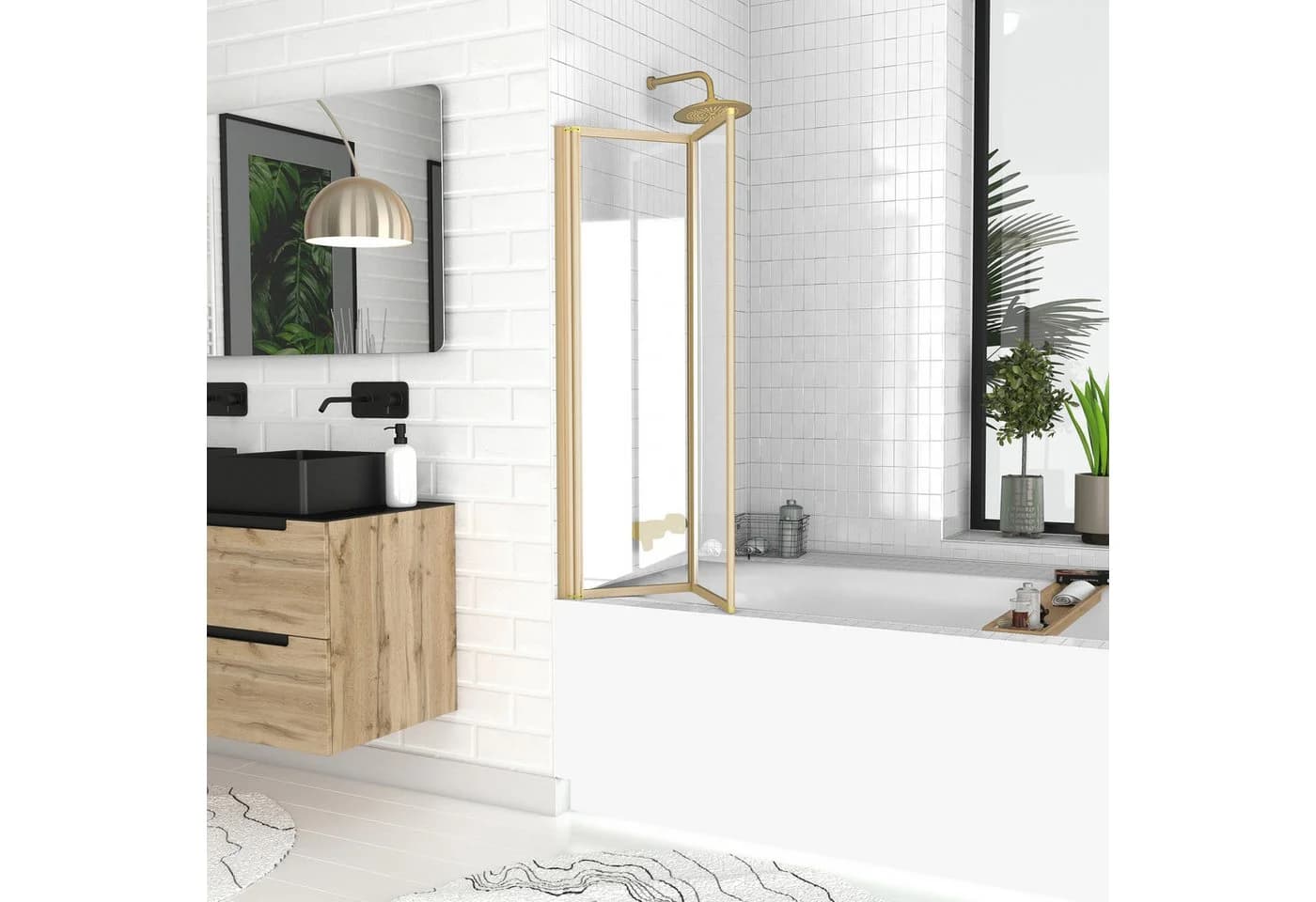 Badewannenaufsatz MARWELL Double Gold - Duschwand 120x70cm - Bild 3