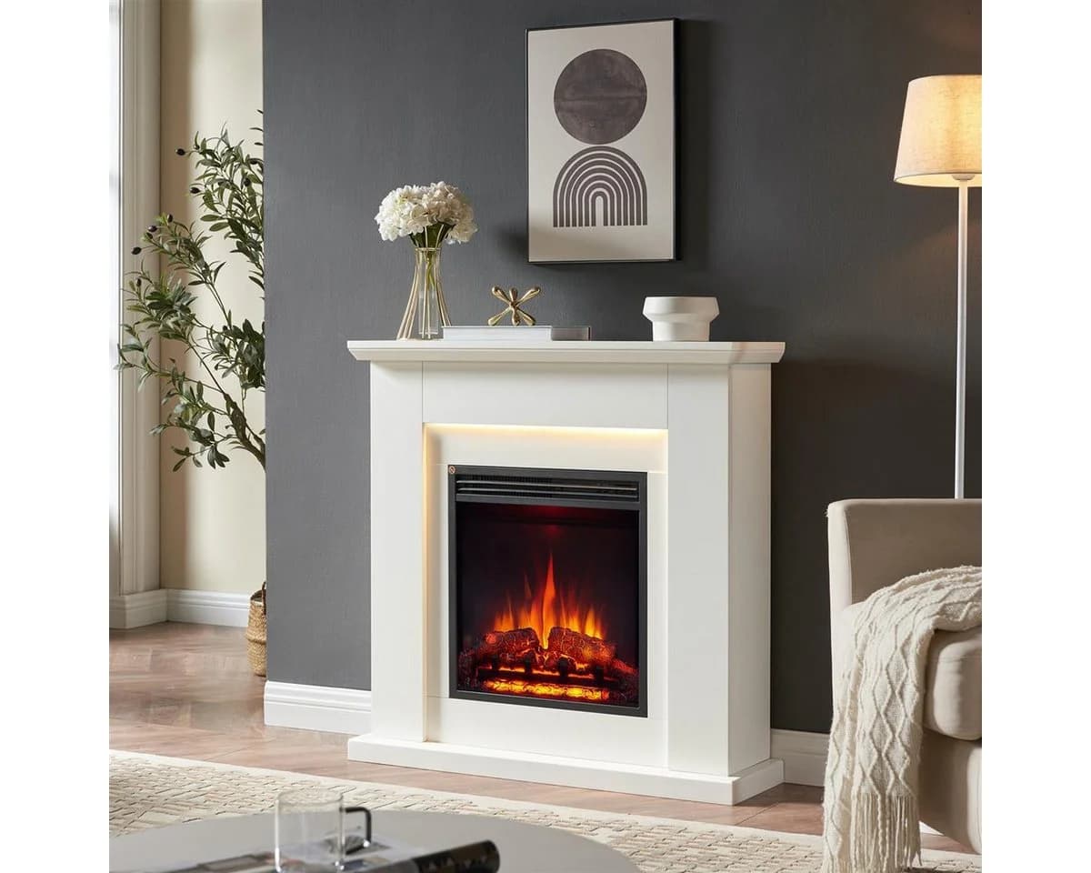 Balderia Elektrokamin Pandora Standkamin 3D Flamme 2000 W Weiß