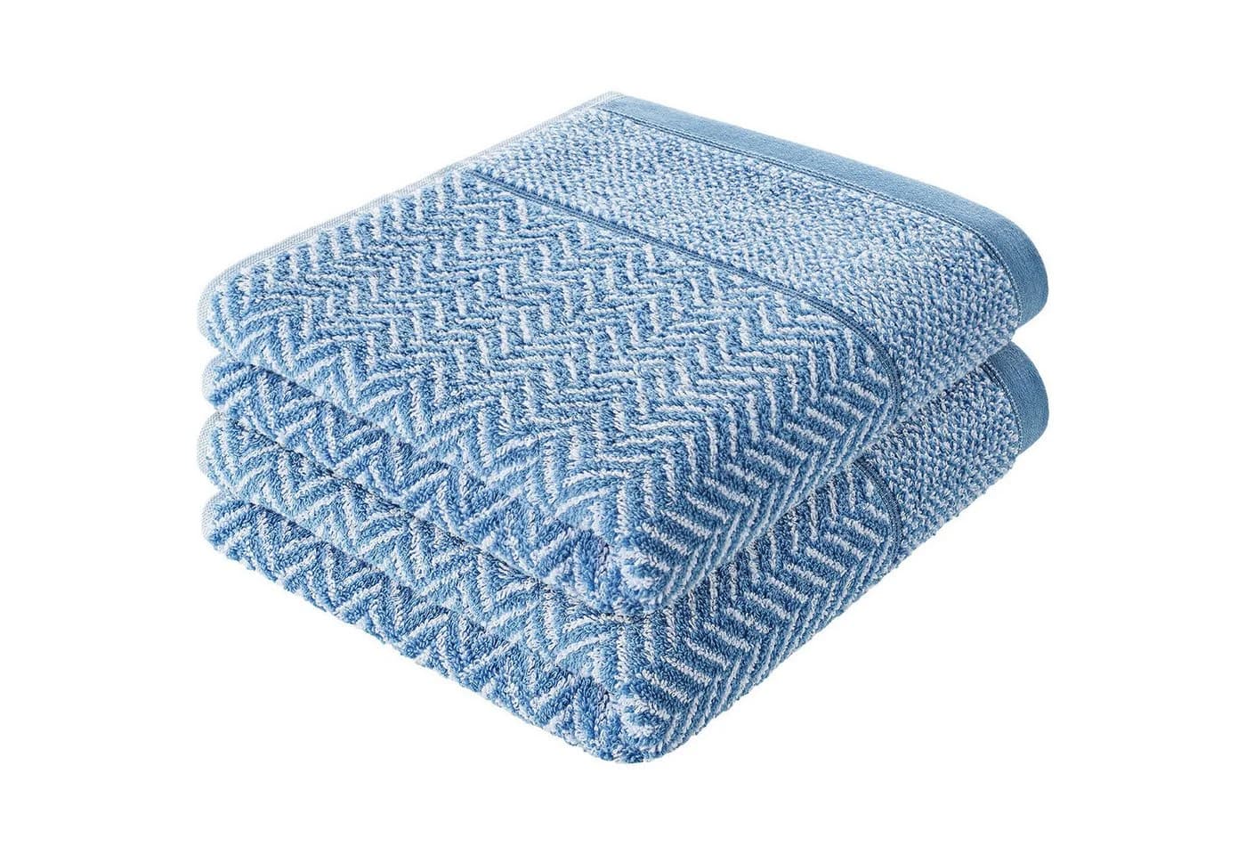 herzbach home Handtuch Set Italiana Blau Gemustert Premium-Qualität - Bild 2