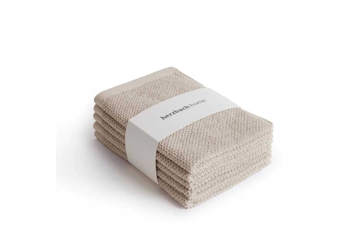 herzbach home Gästehandtücher Spa 5er Set 525g/m² 100% Baumwolle Sandgrau - Bild 2