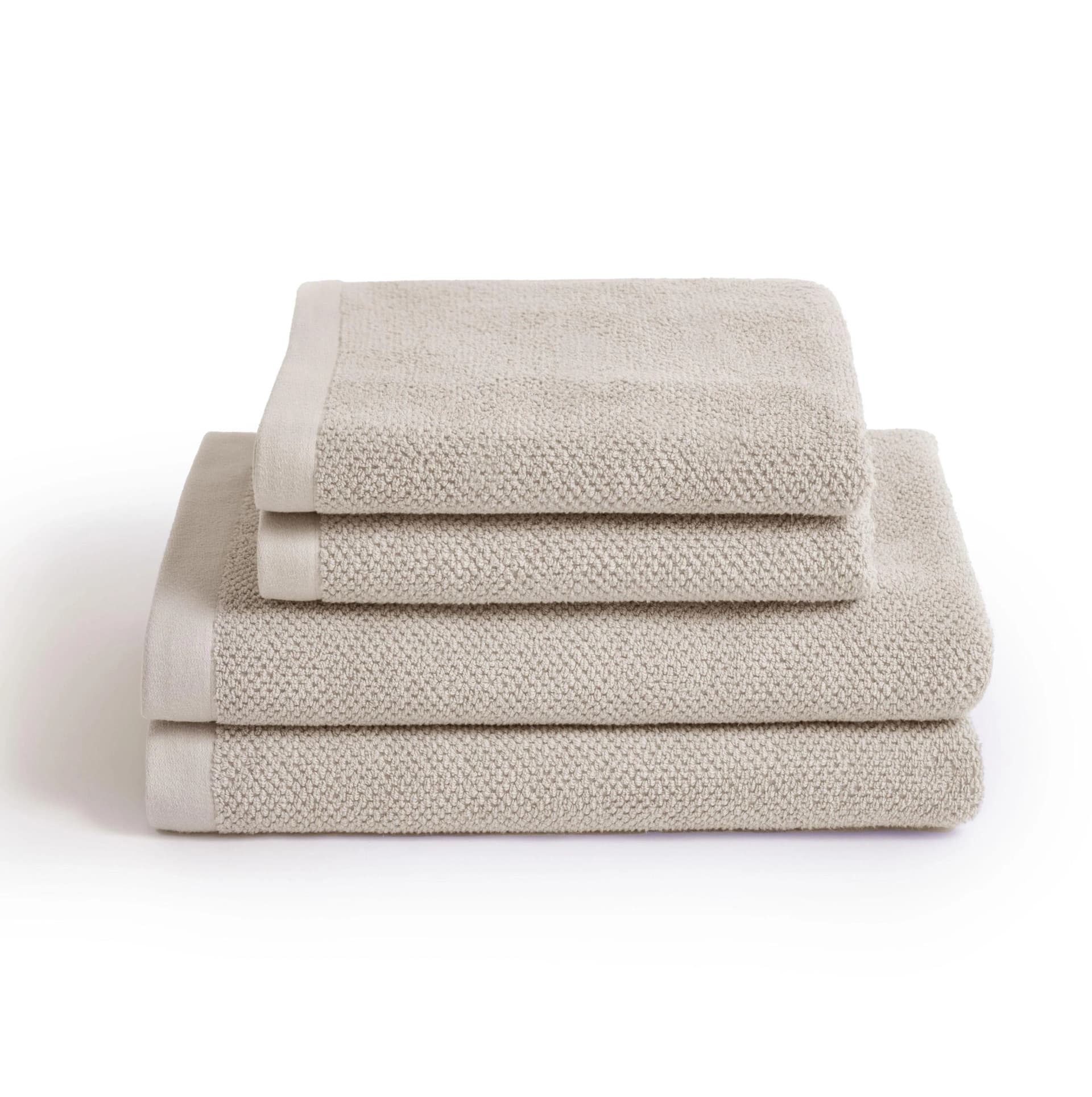 HERZBACH HOME Handtuch-Set Spa 4-tlg. Sandgrau 100% Baumwolle