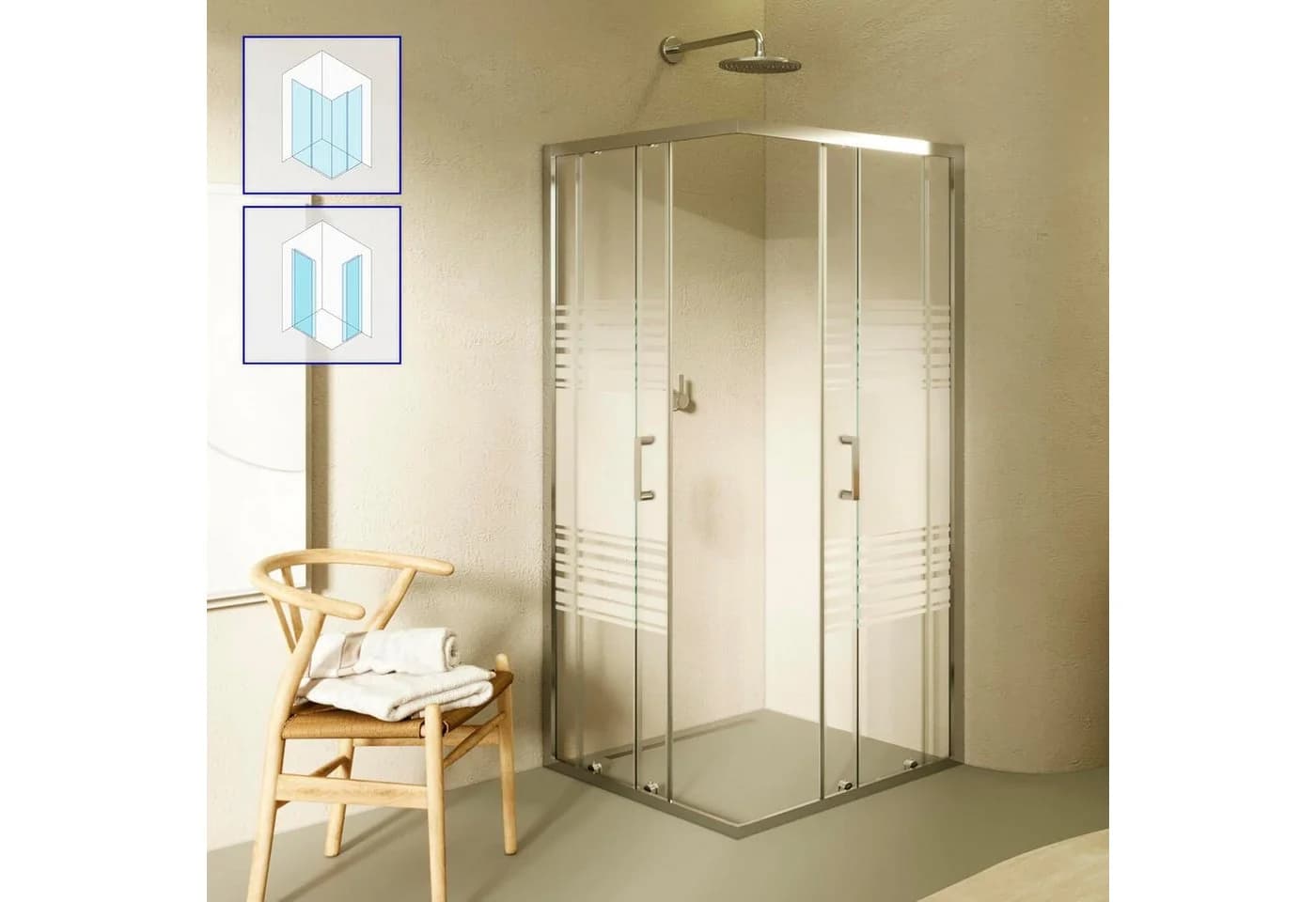i-flair Eckdusche DIANA Schiebetür Duschkabine 70x70 cm ESG Glas silber