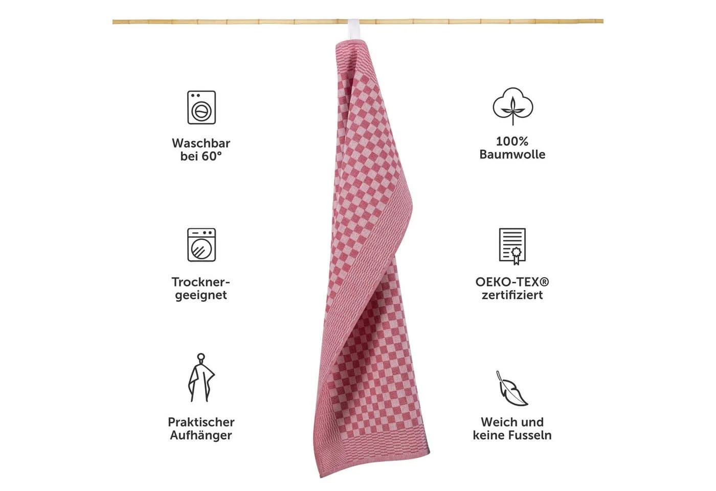 Blumtal Premium Geschirrtuch 100% Baumwolle Rot 50x70cm