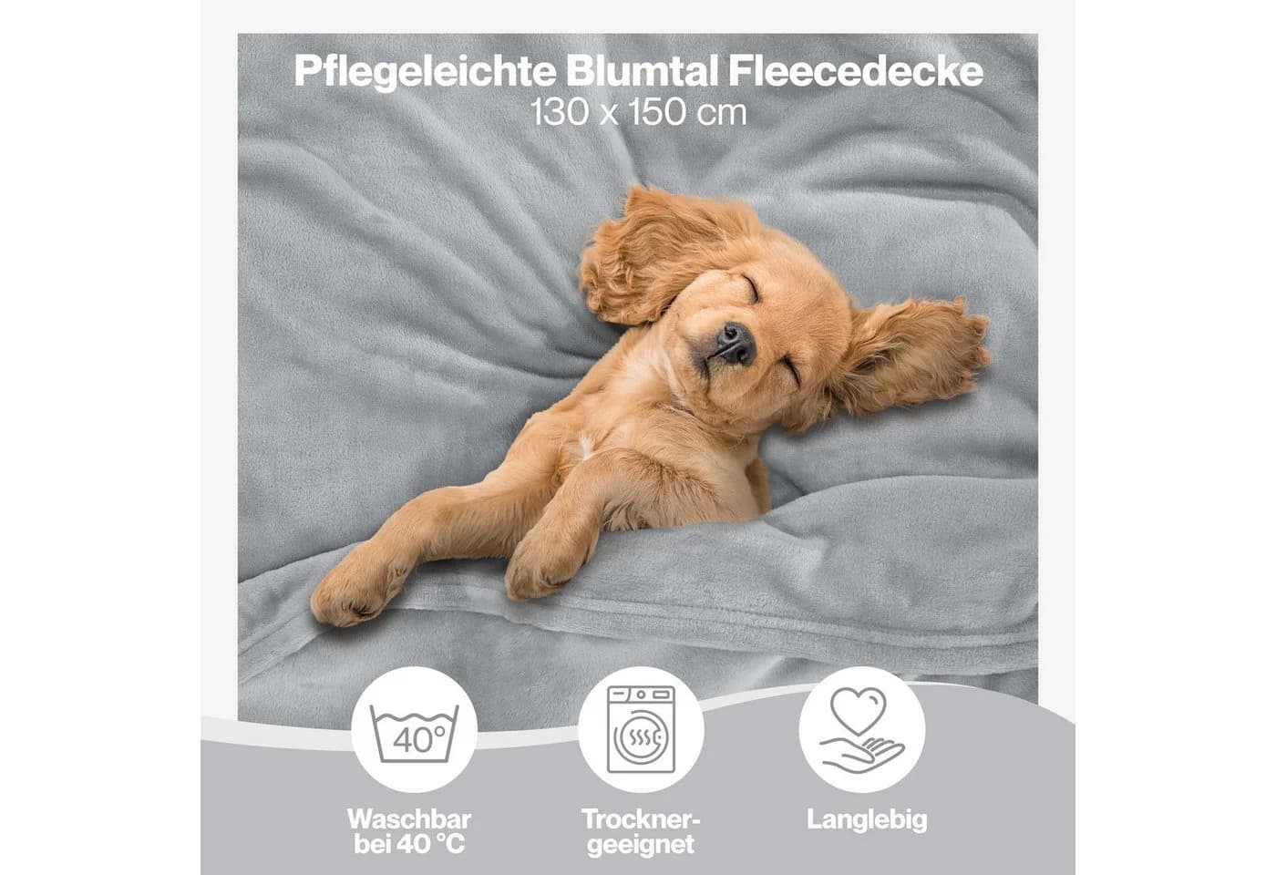 Blumtal Wohndecke Kuschelige Fleecedecke Grau Oeko-Tex - Bild 3