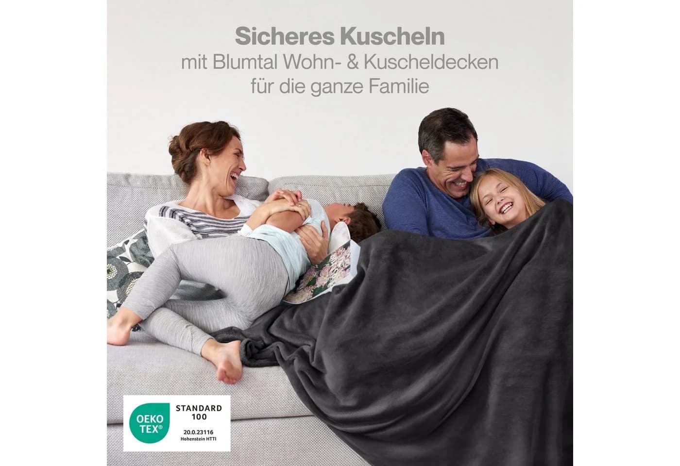 Blumtal Wohndecke Kuschelige Fleecedecke Anthrazit Oeko-Tex