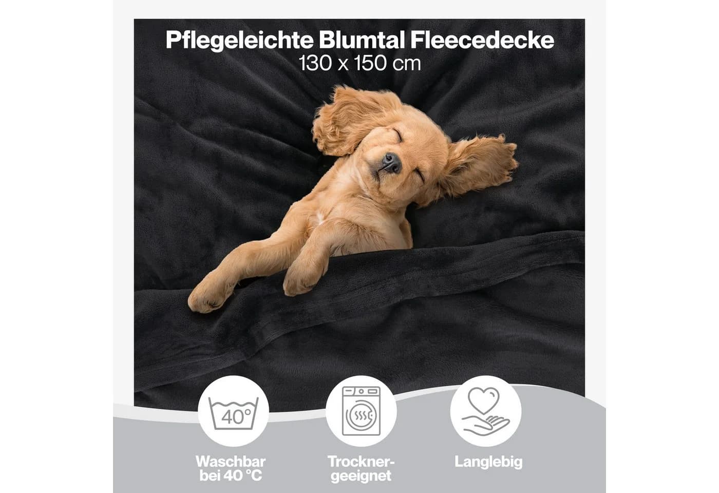 Blumtal Wohndecke Kuschelige Fleecedecke Anthrazit Oeko-Tex - Bild 3