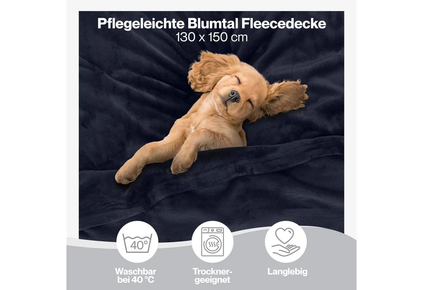 Blumtal Wohndecke Kuschelige Fleecedecke Oeko-Tex Zertifiziert Blau - Bild 3
