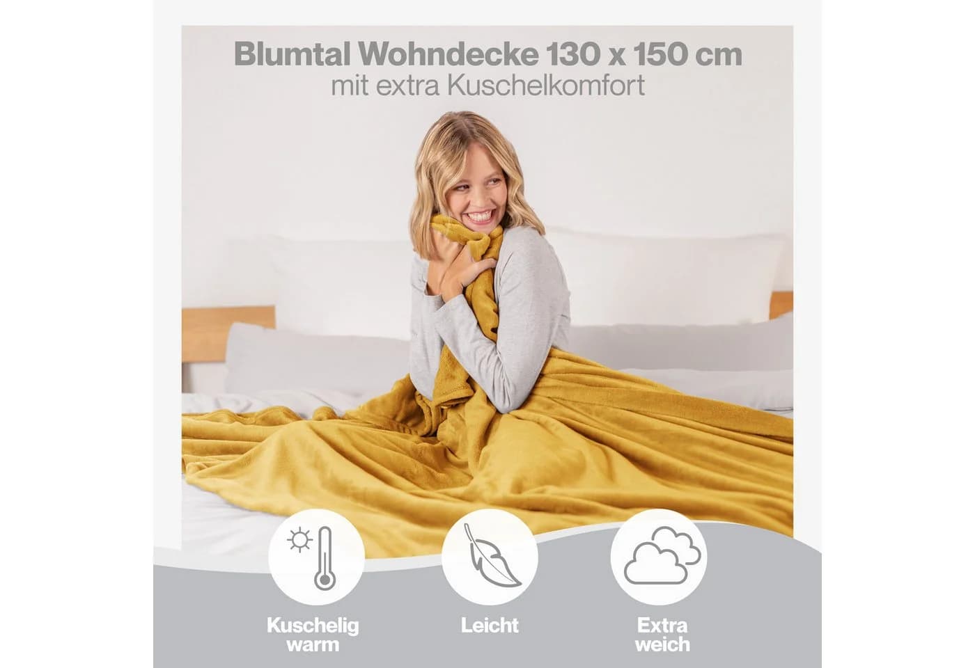 Wohndecke Kuschelige Fleecedecke Oeko-Tex zertifiziert Blumtal - Bild 4